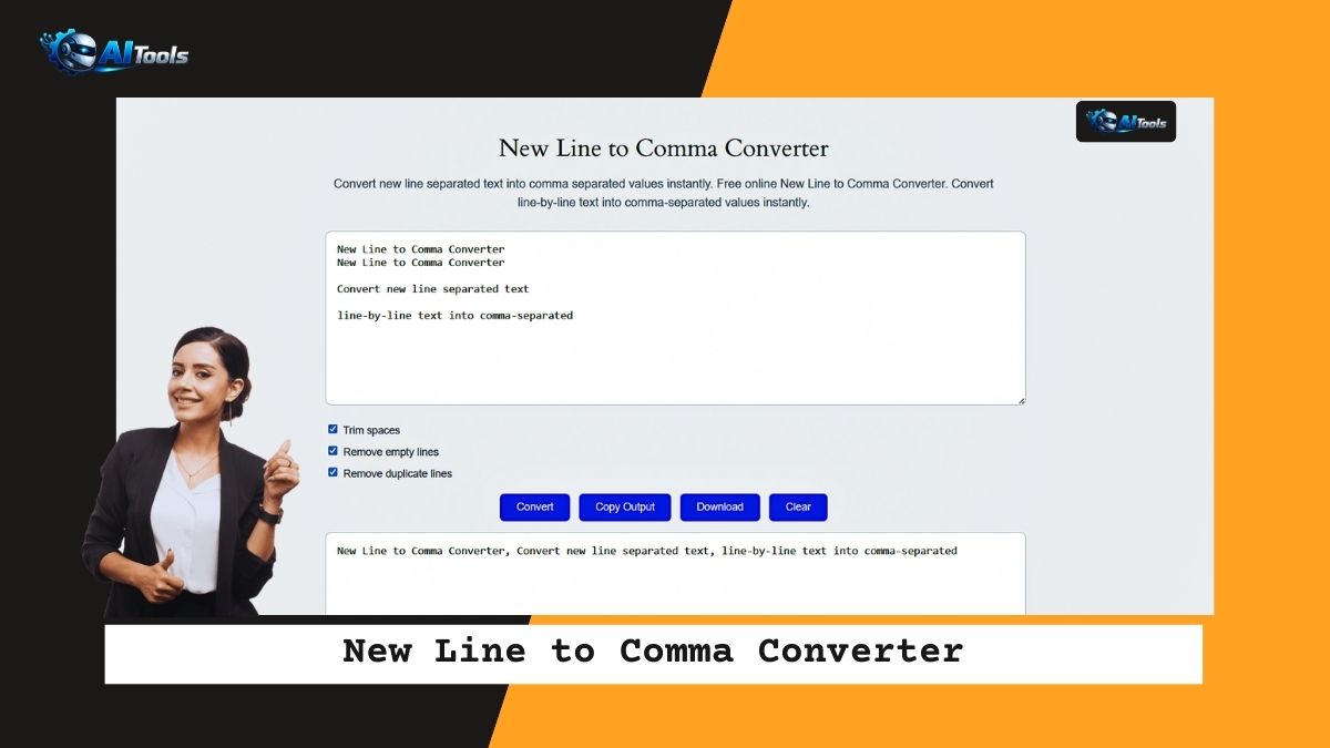 New Line to Comma Converter