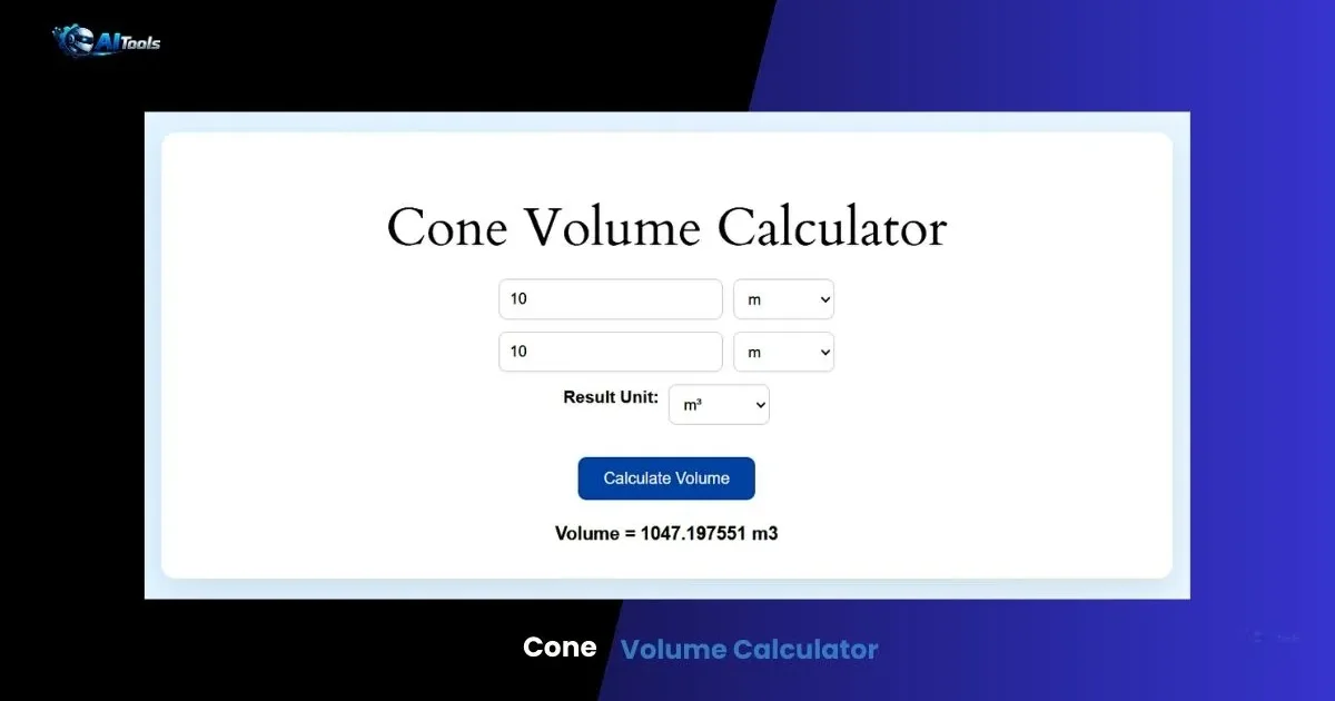 Cone Volume Calculator