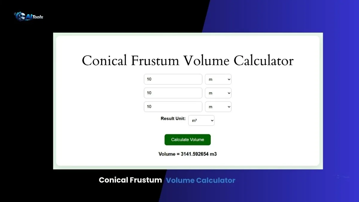 Conical Frustum Volume Calculator