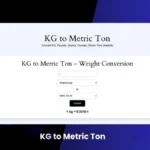 KG to Metric Ton